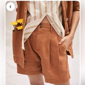 Madewell Long Pleated Linen Shorts